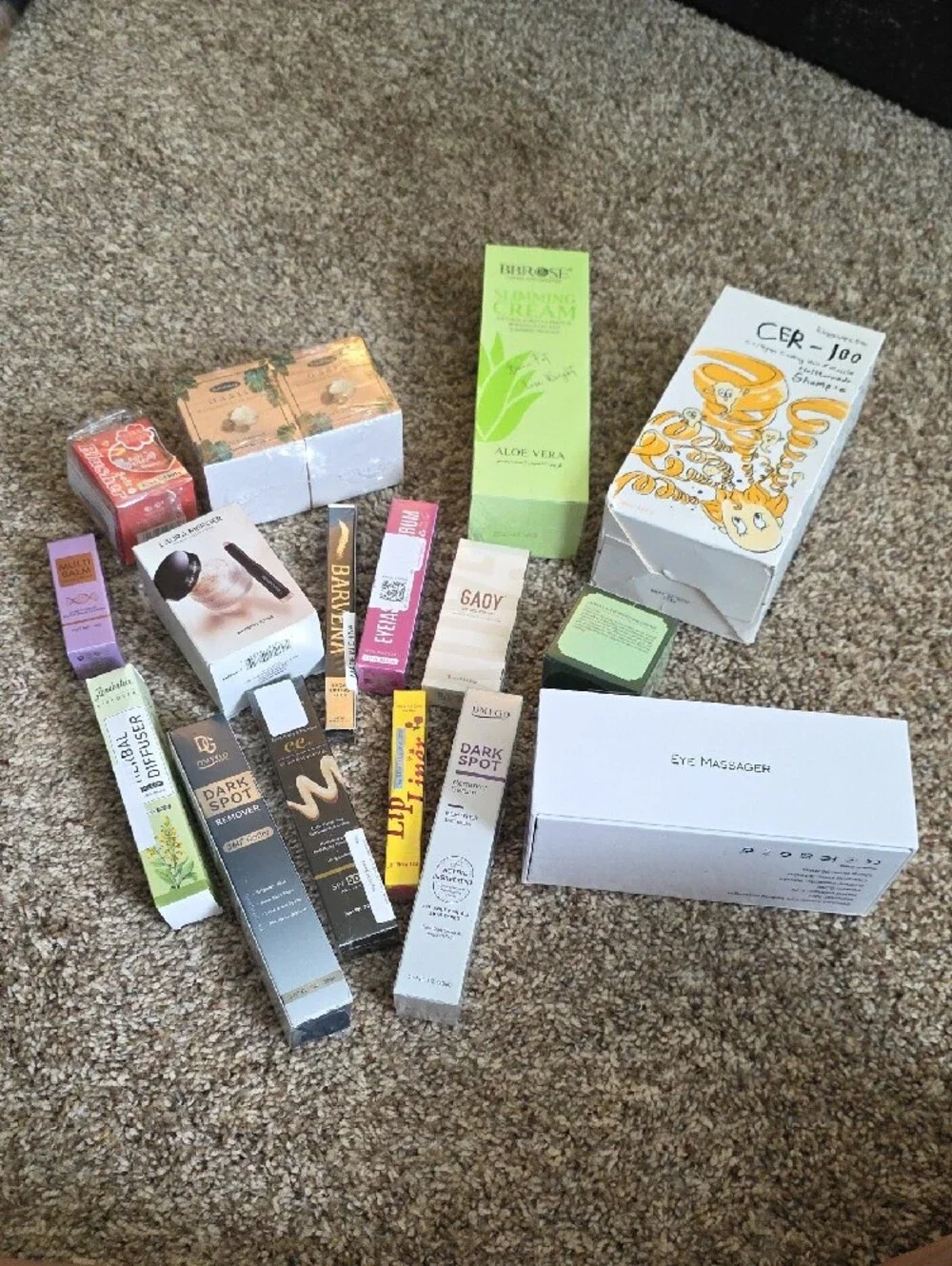 Skincare & Beauty Box Lot with Bright Green Aloe Vera Packaging